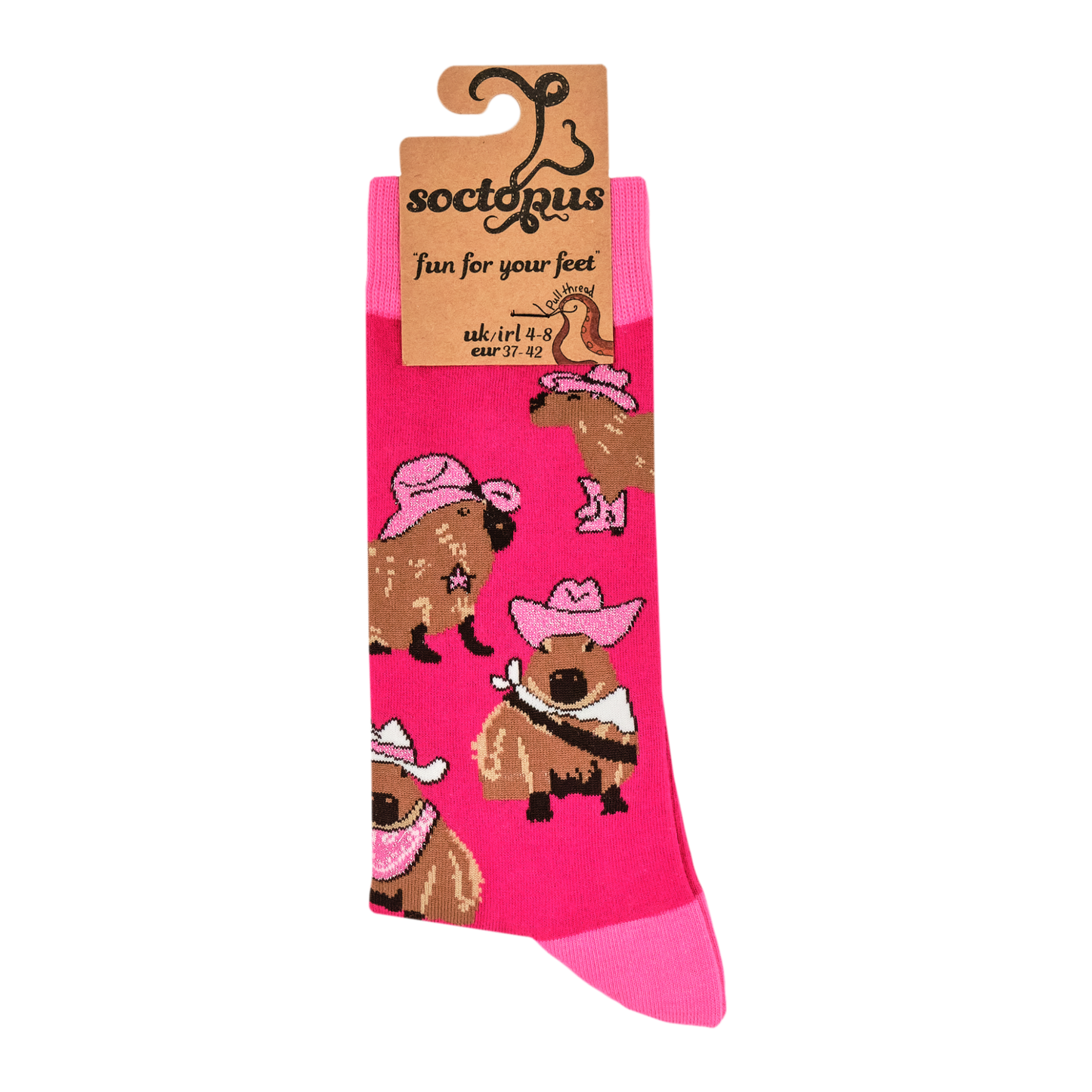 Socktopus Ladies - Cowboy Capybara Socks - Pink