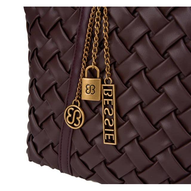 Weave Shoulder Bag with Charm - Black