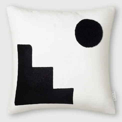 Cushion - Black and White Textured Geometric