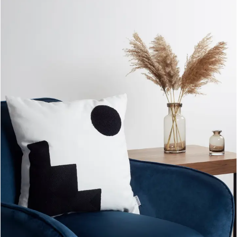 Cushion - Black and White Textured Geometric