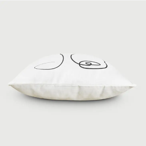 Cushion - White Line Art Face