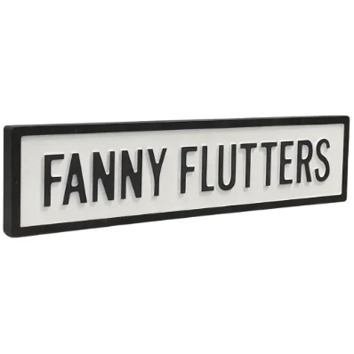 Fanny Flutters - White/Black Sign