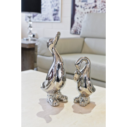 Ceramic Chrome Duck in Boots Small