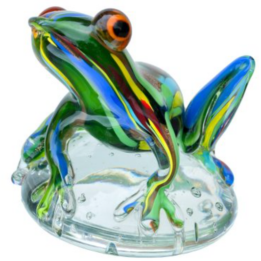 Glass Jungle Frog Paperweight