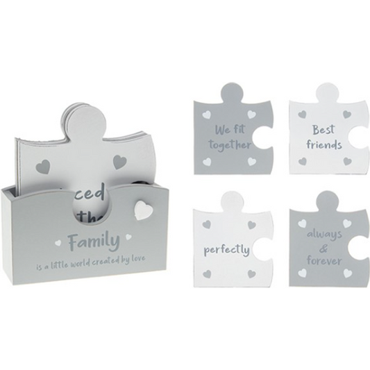 Jigsaw Words Set of 4 Family Coasters