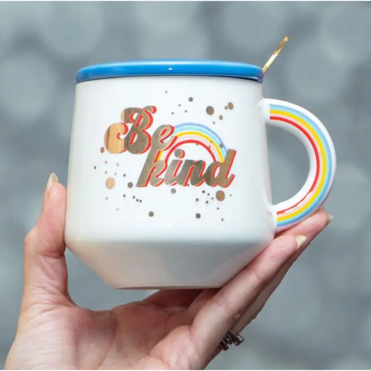 Be Kind Rainbow Mug, Coaster and Spoon