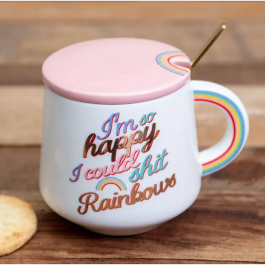 I'm so Happy Rainbow Mug, Coaster and Spoon