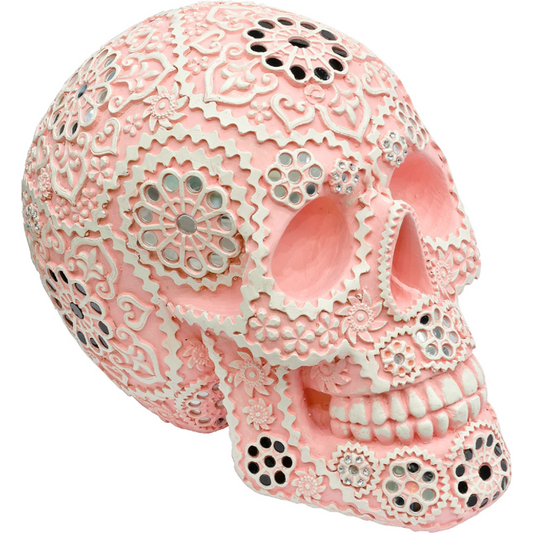 Calavera Sugar Skull Sculpture - Pink