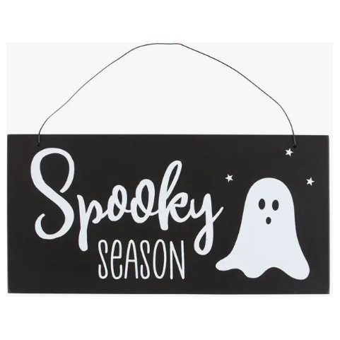 Set of Two Hey Boo Ghost Hanging Signs