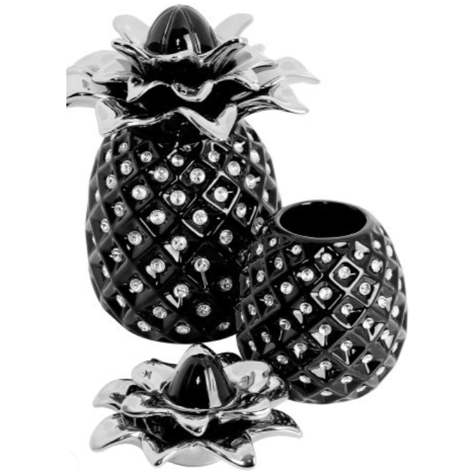 Black and Silver Ceramic Pineapple