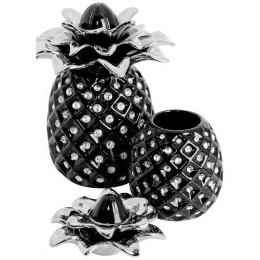 Black and Silver Ceramic Pineapple