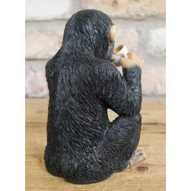 Chimpanzee Drinking Cup of Tea Figurine