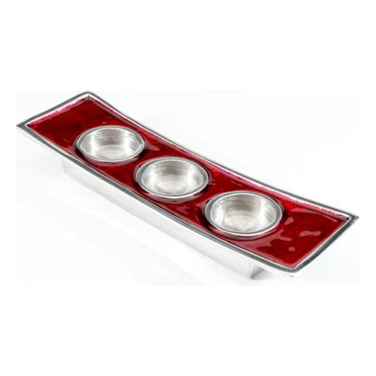 Tilnar Art Aluminium Collection - Triple Tea Light Holder Red