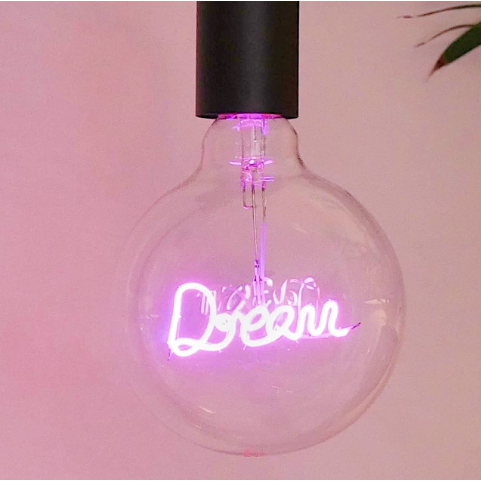 "Dream" Pink LED Filament Hang Down Light Bulb