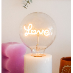 "Love" White LED Filament Light Bulb