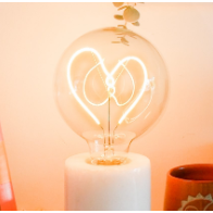 "Heart" White LED Filament Light Bulb
