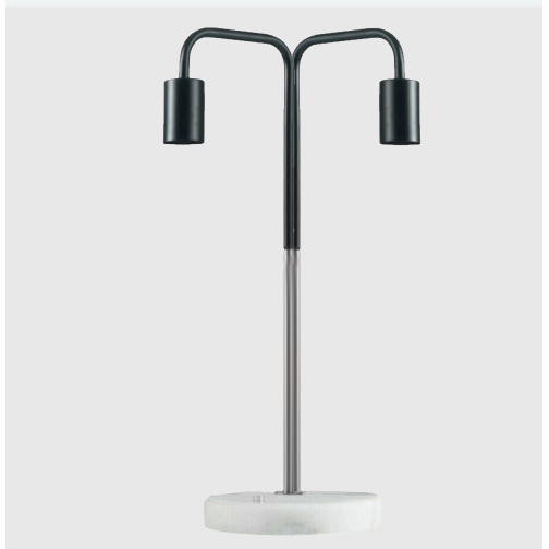 Twin Headed Desk Lamp - Nickel/Black