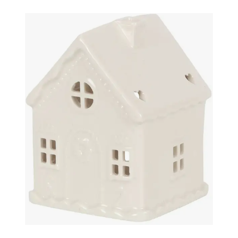 White Christmas Ceramic Gingerbread House Tealight Holder