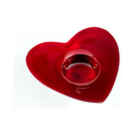 Tilnar Art Aluminium Collection - Heart Tealight Holder Red