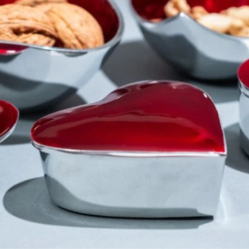 Tilnar Art Aluminium Collection - Heart Trinket Box Red