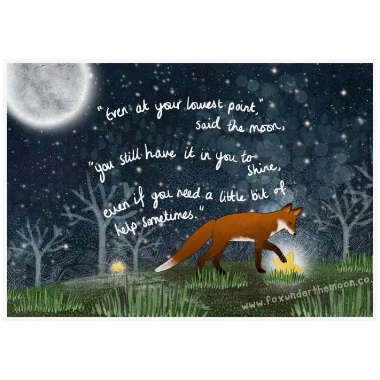 Fox Under The Moon Print - P2308 Shine