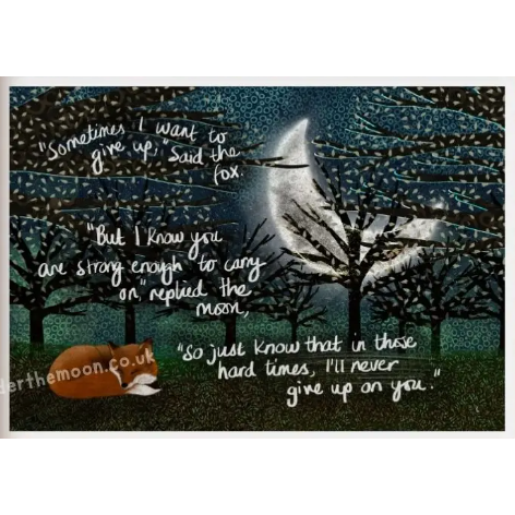Fox Under The Moon Print - P2207 Never Give Up