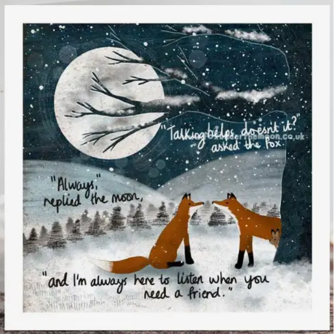 Fox Under The Moon Card - C2314 Talking Helps