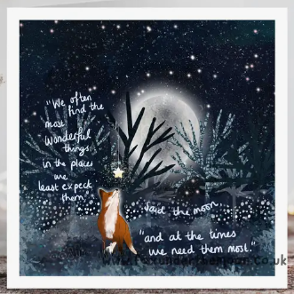 Fox Under The Moon Card - C2310 Wonderful Things