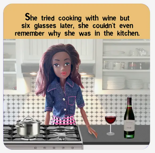 Trollied Dollies Cooking With Wine Coaster