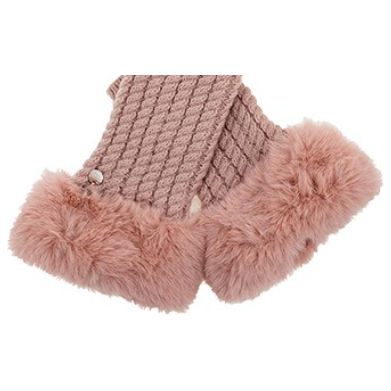 Fur Cuff Twist Pattern Fingerless Gloves
