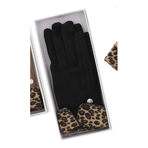 Leopard Print Cuffed Ladies Gloves