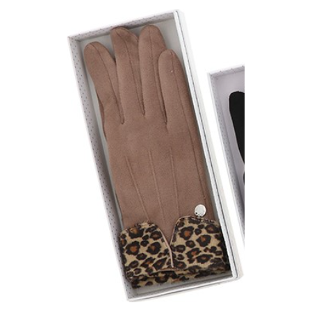 Leopard Print Cuffed Ladies Gloves