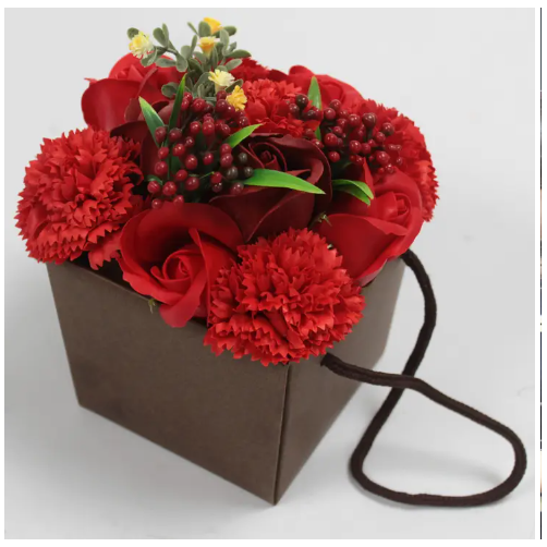 Red Rose and Carnation Soap Flower Bouquet