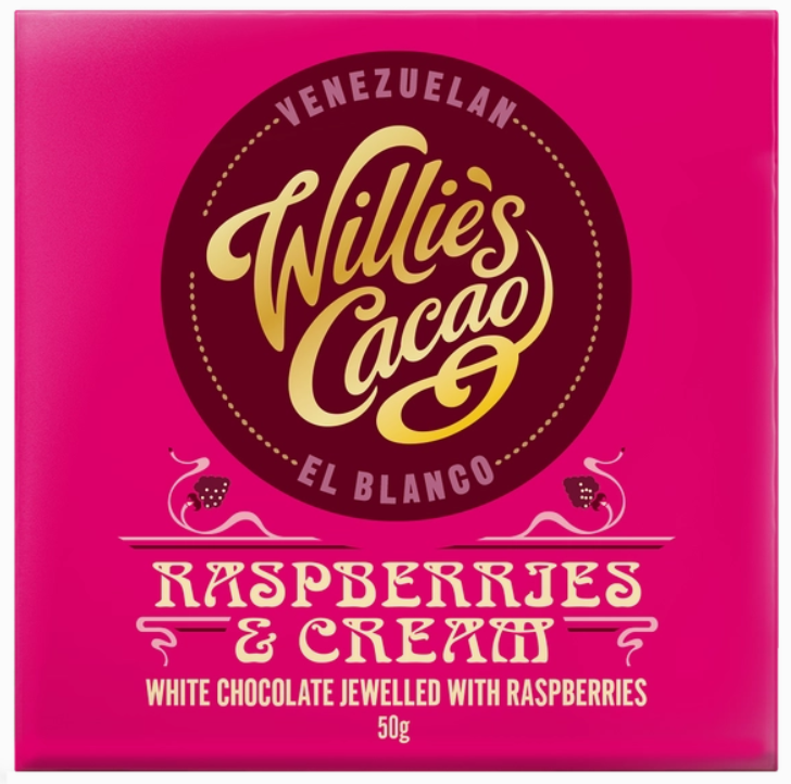 Willie's Cacao Raspberries and Cream Chocolate Bar 50g