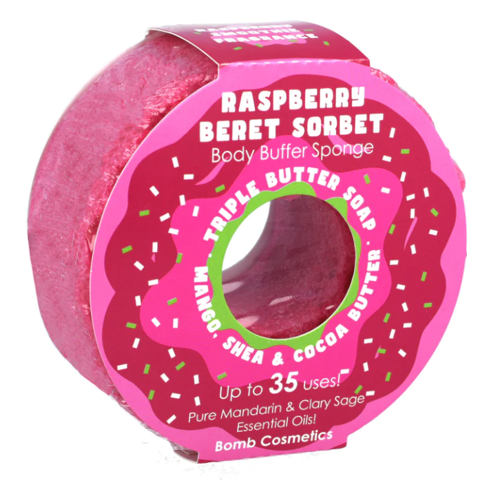 Raspberry Beret Donut Body Buffer Sponge