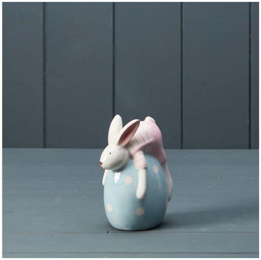 Ceramic Rabbit With Blue Egg