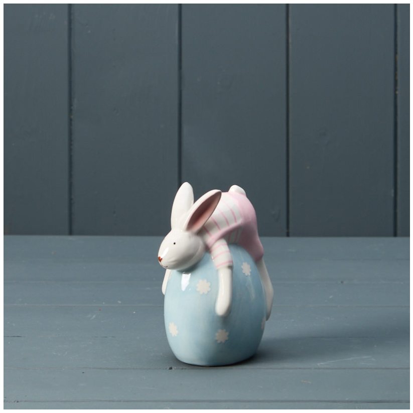 Ceramic Rabbit With Blue Egg