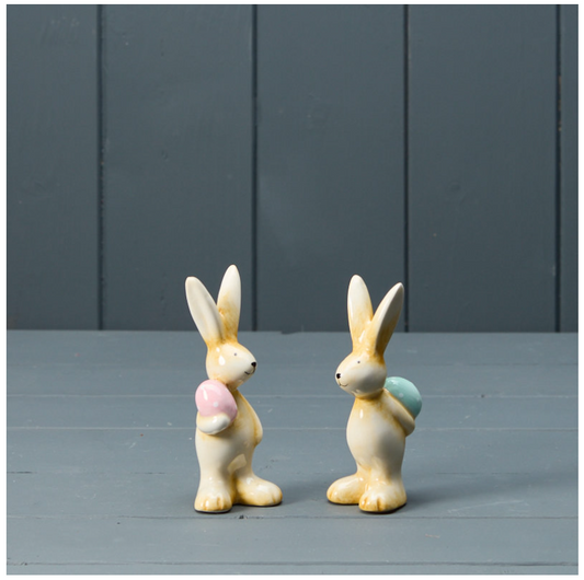 Ceramic Rabbit With Pink or Blue Egg