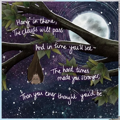 Fox Under The Moon Card - CF03 Hang In There