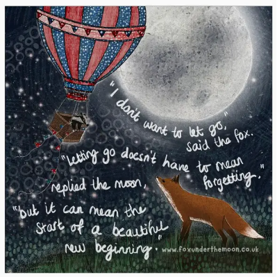 Fox Under The Moon Card - C2210 Letting Go