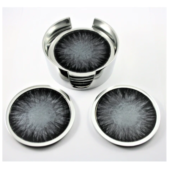 Tilnar Art Aluminium Collection - Coasters Brushed Black