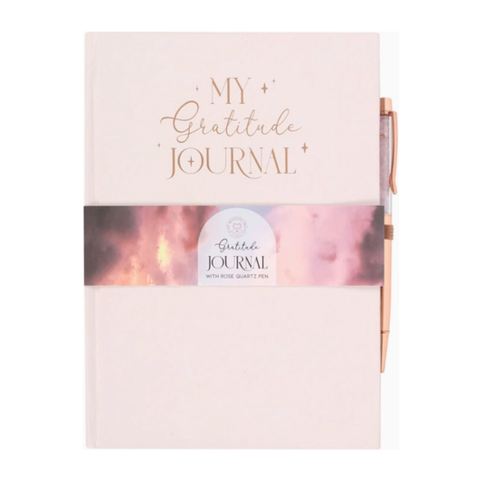 A5 Gratitude Journal Notebook with Rose Quartz Crytal Tip Pen
