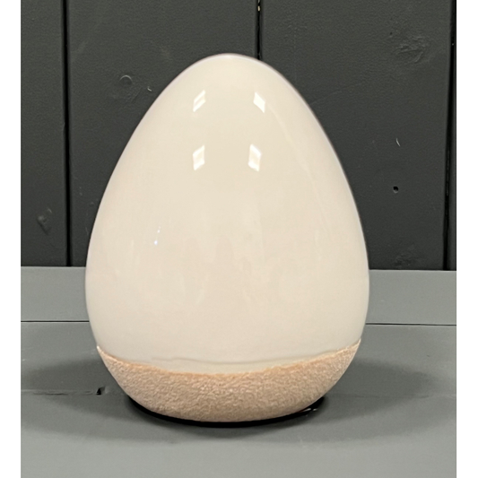 Ceramic White Egg With Sand Base