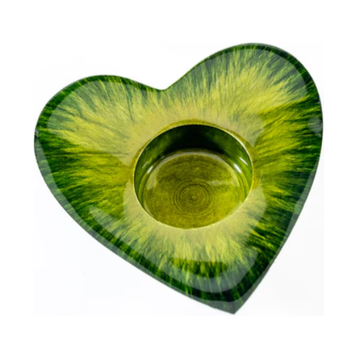 Tilnar Art Aluminium Collection - Heart Tealight Holder Brushed Green
