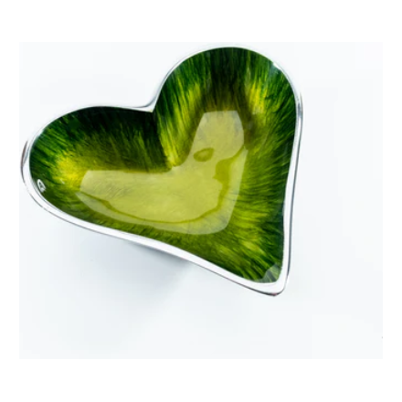 Tilnar Art Aluminium Collection - Heart Dish Small Brushed Green