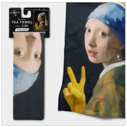 Girl In A Yellow Glove Dry Humour Tea Towel