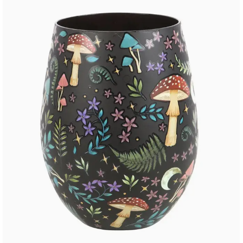 Dark Forest Print Stemless Wine Glass