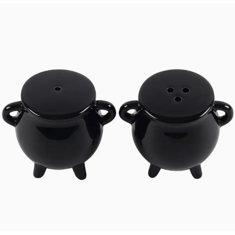 Gothic Halloween Cauldron Cruet Salt and Pepper Set
