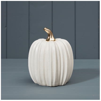 Medium White Ceramic Pumpkin