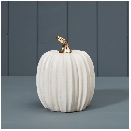Medium White Ceramic Pumpkin
